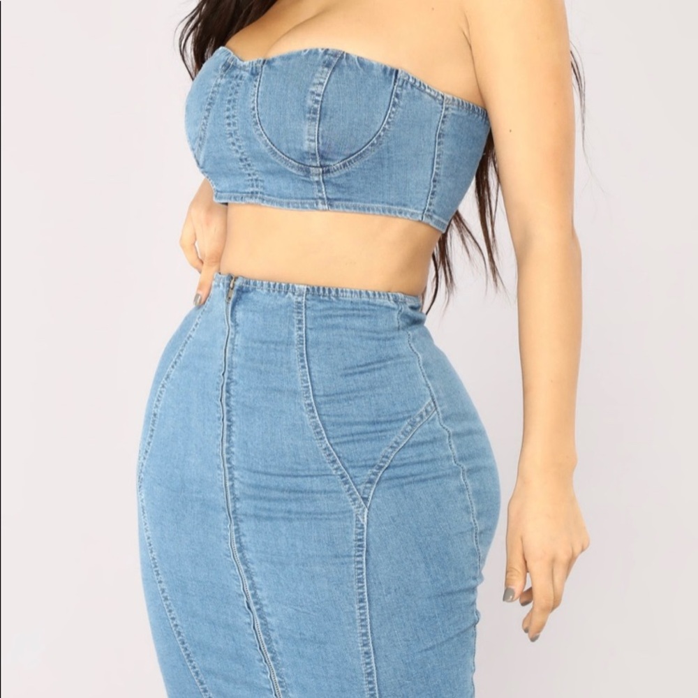 Denim skirt set